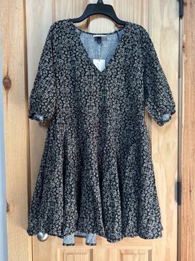 🆕 Universal Thread Puff Sleeve Mini Dress W/ Pockets Cotton Blend M